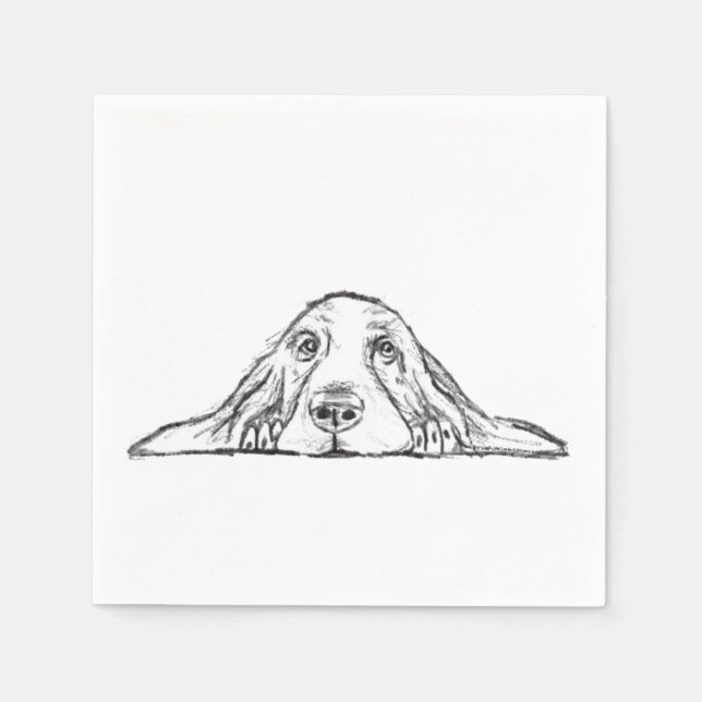 Basset hound white, enkel valp hund öga pappersservett (Framsidan)