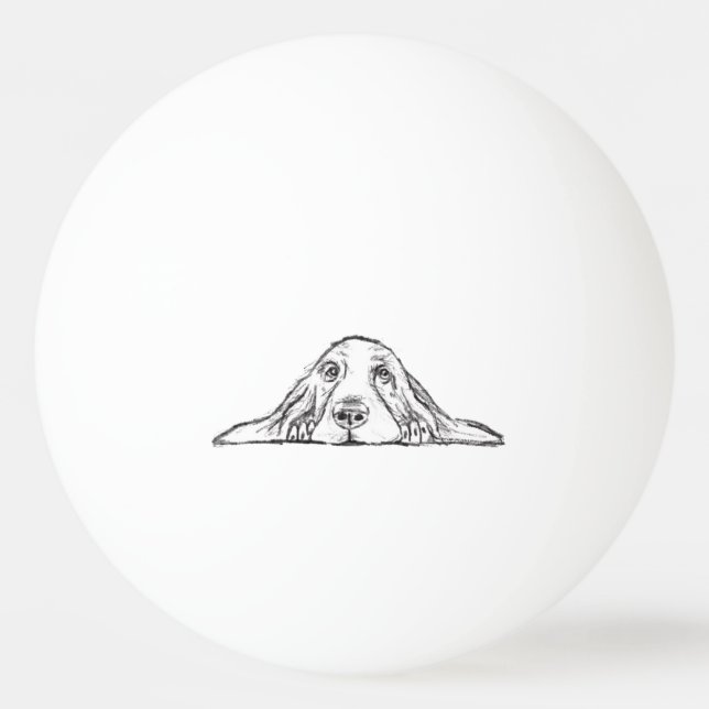 Basset hound white, enkel valp hund öga pingisboll (Framsidan)