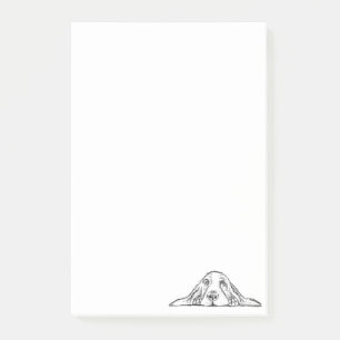 Basset hound white, enkel valp hund öga post-it block