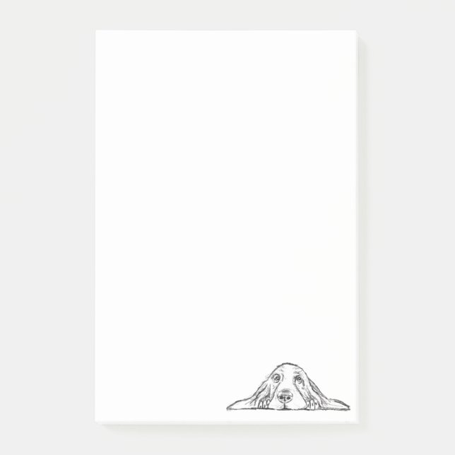 Basset hound white, enkel valp hund öga post-it block (Framsida)