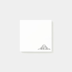 Basset hound white, enkel valp hund öga post-it block