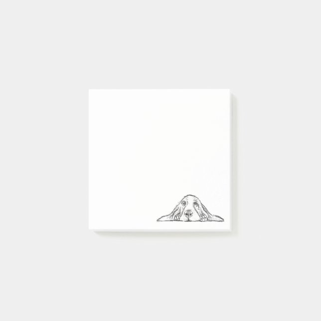 Basset hound white, enkel valp hund öga post-it block (Framsida)
