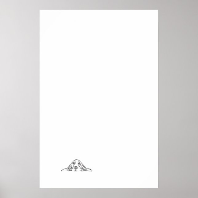 Basset hound white, enkel valp hund öga poster (Framsidan)