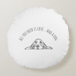 Basset hound white, enkel valp hund öga rund kudde