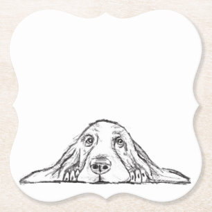 Basset hound white, enkel valp hund öga underlägg papper