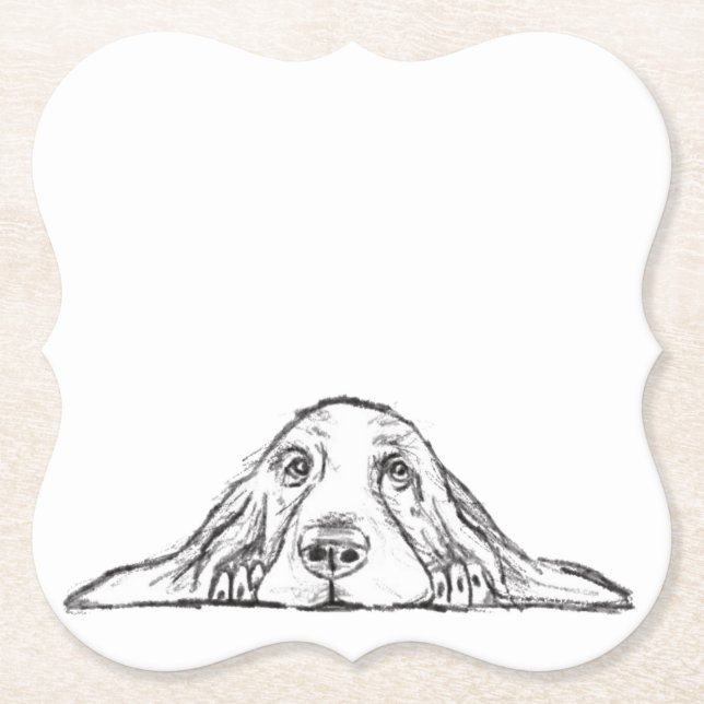 Basset hound white, enkel valp hund öga underlägg papper (Framsida)