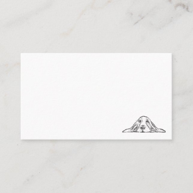 Basset hound white, enkel valp hund öga visitkort (Framsida)