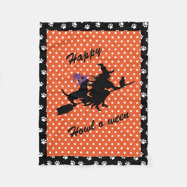 Basset Hound Witch Halloween Fleece Blanket (Framsidan)