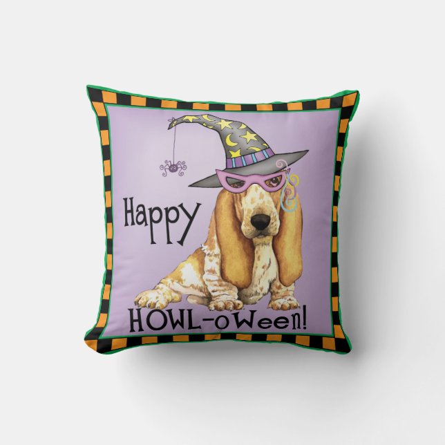 Basset Hound Witch Kudde (Framsida)