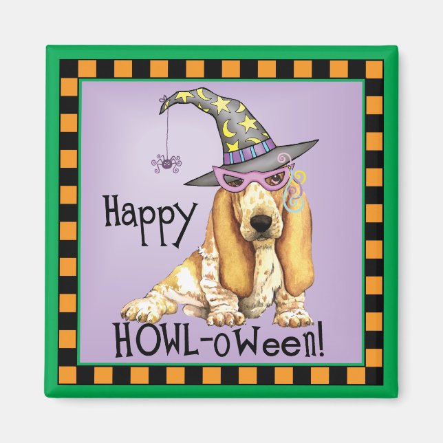 Basset Hound Witch Magnet (Framsidan)