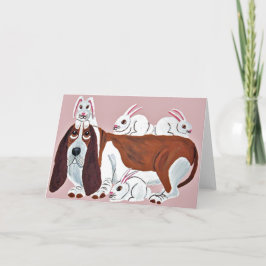 Basset Hound with Bunny Friends Kort