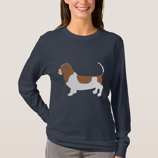 Basset Hound Women's Långärmad Tshirt T Shirt (Framsida)