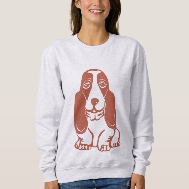 Basset Hound Women's Sweatshirt Tee Shirt (Framsida)