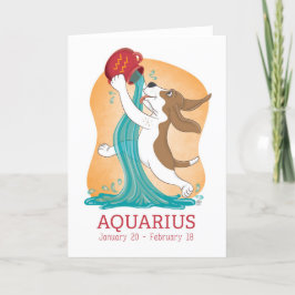 Basset Hound Zodiac Aquarius Card Tack Kort