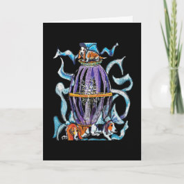 Basset Hounds & Bows - Plain Card Helgkort