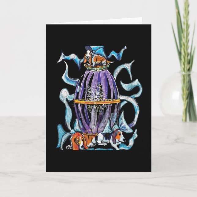 Basset Hounds & Bows - Plain Card Helgkort (Framsida)