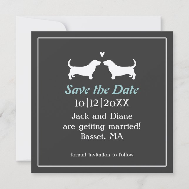 Basset Hounds Bröllop Save the Date Spara Datumet (Framsida)