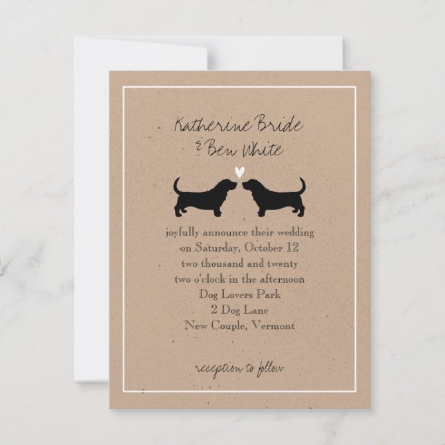 Basset Hounds Bröllopsinbjudan Inbjudningar (Framsida)