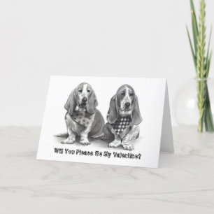 BASSET HOUNDS, kan du vara min Valentine? Helgkort
