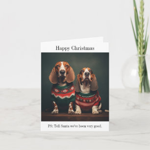 Basset Hounds Lycklig julkort Kort