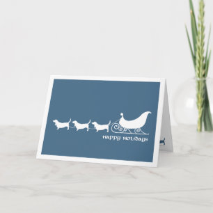 Basset Hounds Pulling Santa's Sleigh Helgkort