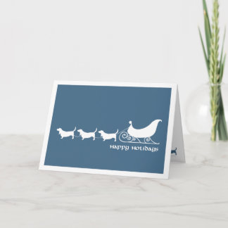 Basset Hounds Pulling Santa's Sleigh Helgkort