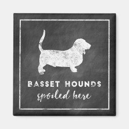 Basset Hounds Spoted here Vintage Chalkboard Magnet