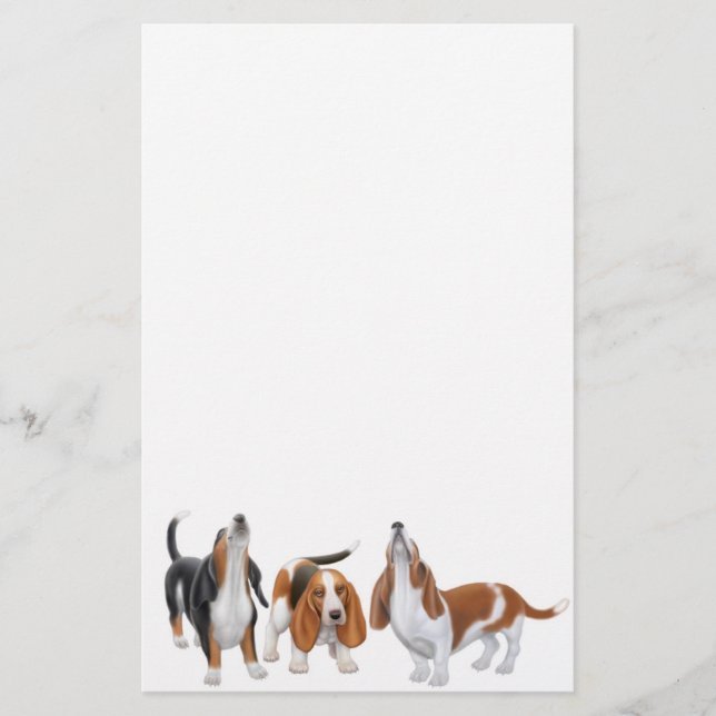 Basset Hounds Stationery Brevpapper (Framsida)