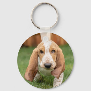 Basset Houng Puppy Walking Nyckelring