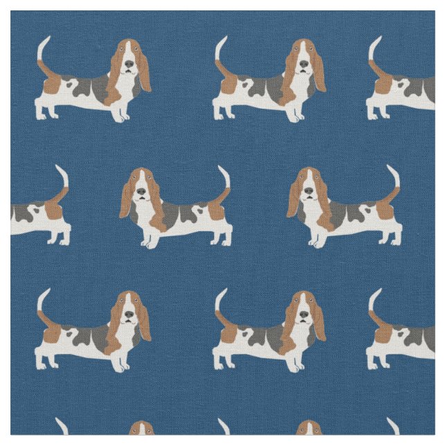 Basset Hund, hund navy blue Tyg (Närbild)