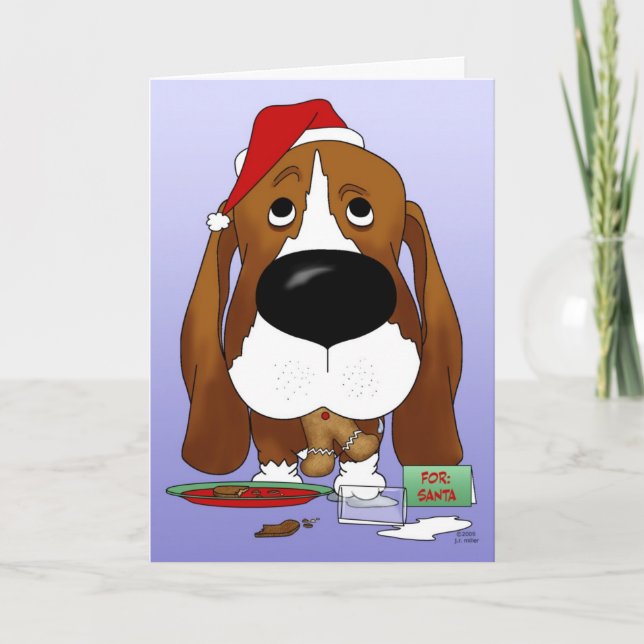 Basset Hund jul Helgkort (Framsida)