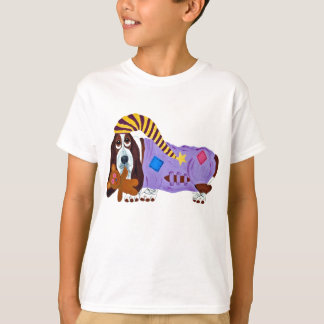 Basset i pyjamas med nallebjörn t shirt