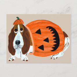 Basset in Pumpkin Kostym vycard Vykort