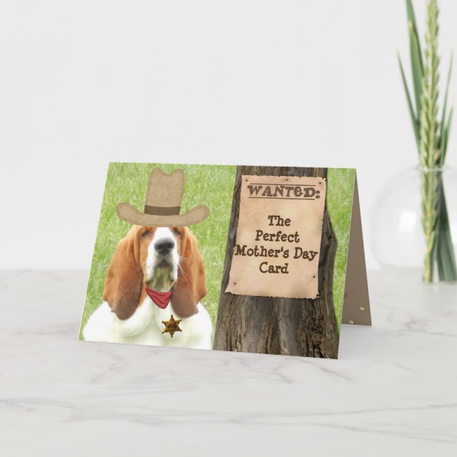 Basset "Mors dag"-kort med Cowboytema Kort (Framsida)