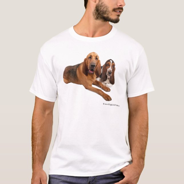 Basset- och spårhundkompisar t shirt (Framsida)