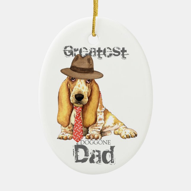 Basset Pappa Ceramic Ornament (Framsidan)