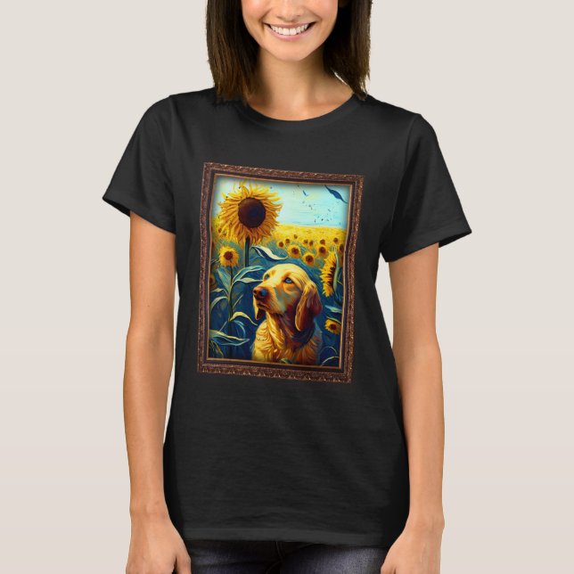 Basset Retriever Painting Sunflower Flower Mom Wom T Shirt (Framsida)