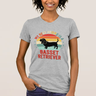 Basset Retriever Retro Solnedgång Hund T Shirt
