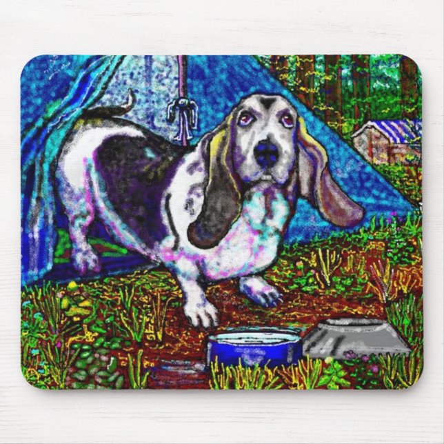 Basset som campar Mousepad Musmatta (Framsidan)