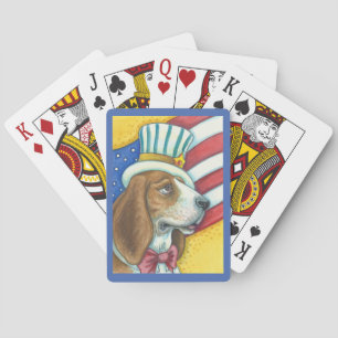 BASSET UNCLE SAM, HUND BICYCLE PLAYDS CARDS CASINOKORT