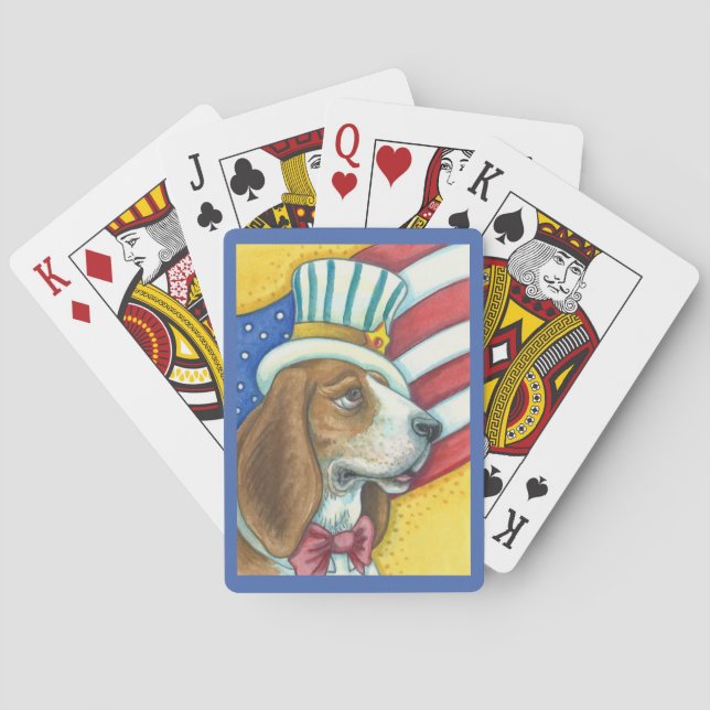 BASSET UNCLE SAM, HUND BICYCLE PLAYDS CARDS CASINOKORT (Baksidan)