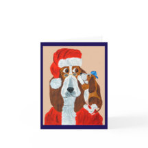 Basset-valp berättar för Tomte hans julönskningar