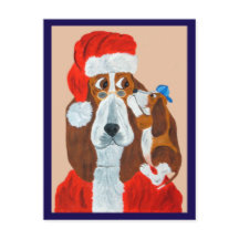 Basset-valp berättar för Tomte hans julönskningar