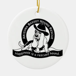 Bassetälva & AZBHR-logotyp Julgransprydnad Keramik