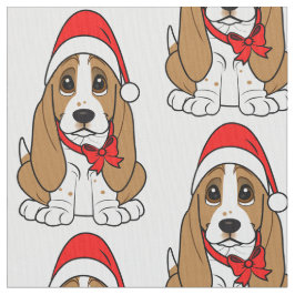Bassethund i den Santa hatten på jul Tyg