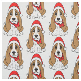 Bassethund i den Santa hatten på jul Tyg