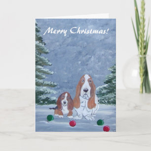 Bassethund julkort helgkort