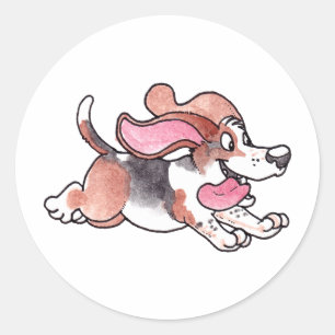 Bassethund Runt Klistermärke