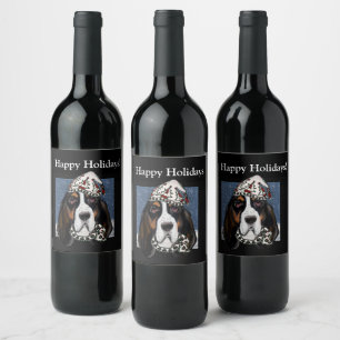 BASSETHUND VINFLASKA ETIKETT