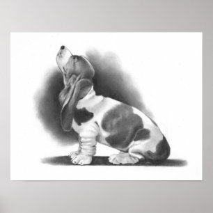 BASSETHUNDAFFISCH: RITA REALISMKONST POSTER
